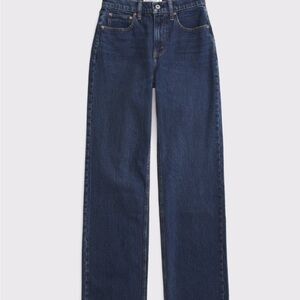 Abercrombie & Fitch The Loose High-Rise Straight Leg Jeans - Dark Blue
